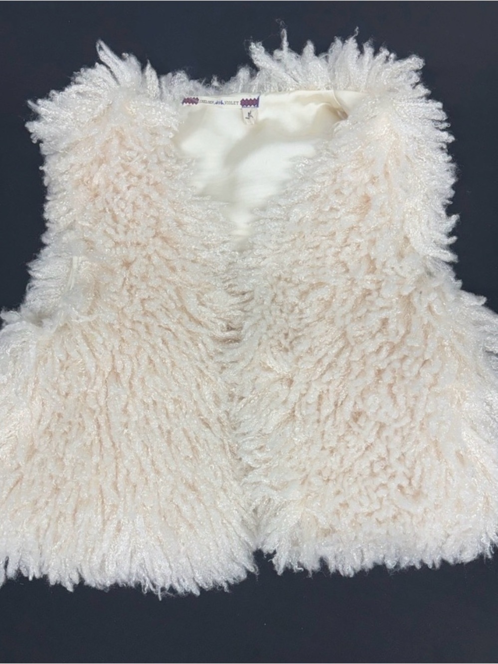Chelsea & Violet shaggy faux fur vest- size M ivory - cream.